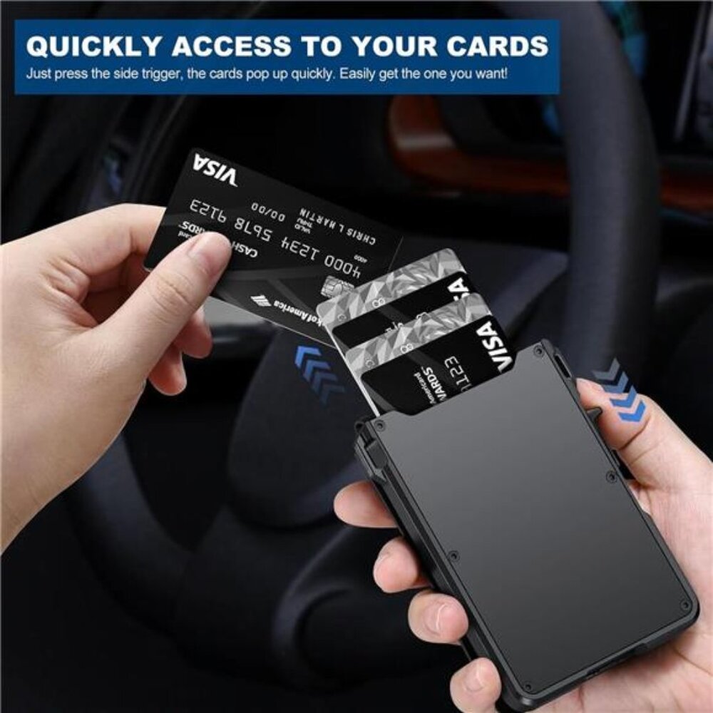 Wallet for Men, Mens Minimalist Wallet 9-13 Cards, Slim Compact Wallet with - Picture 3 of 7